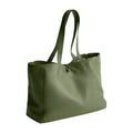 Olive green pebbled leather tote bag for women, front view
